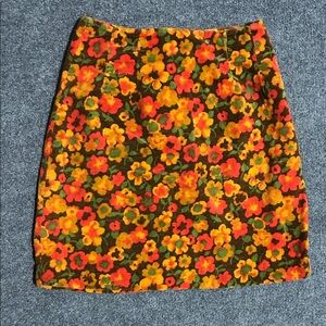 Vintage Floral Velvet Mini Skirt in Orange & Green (Charm of Hollywood)